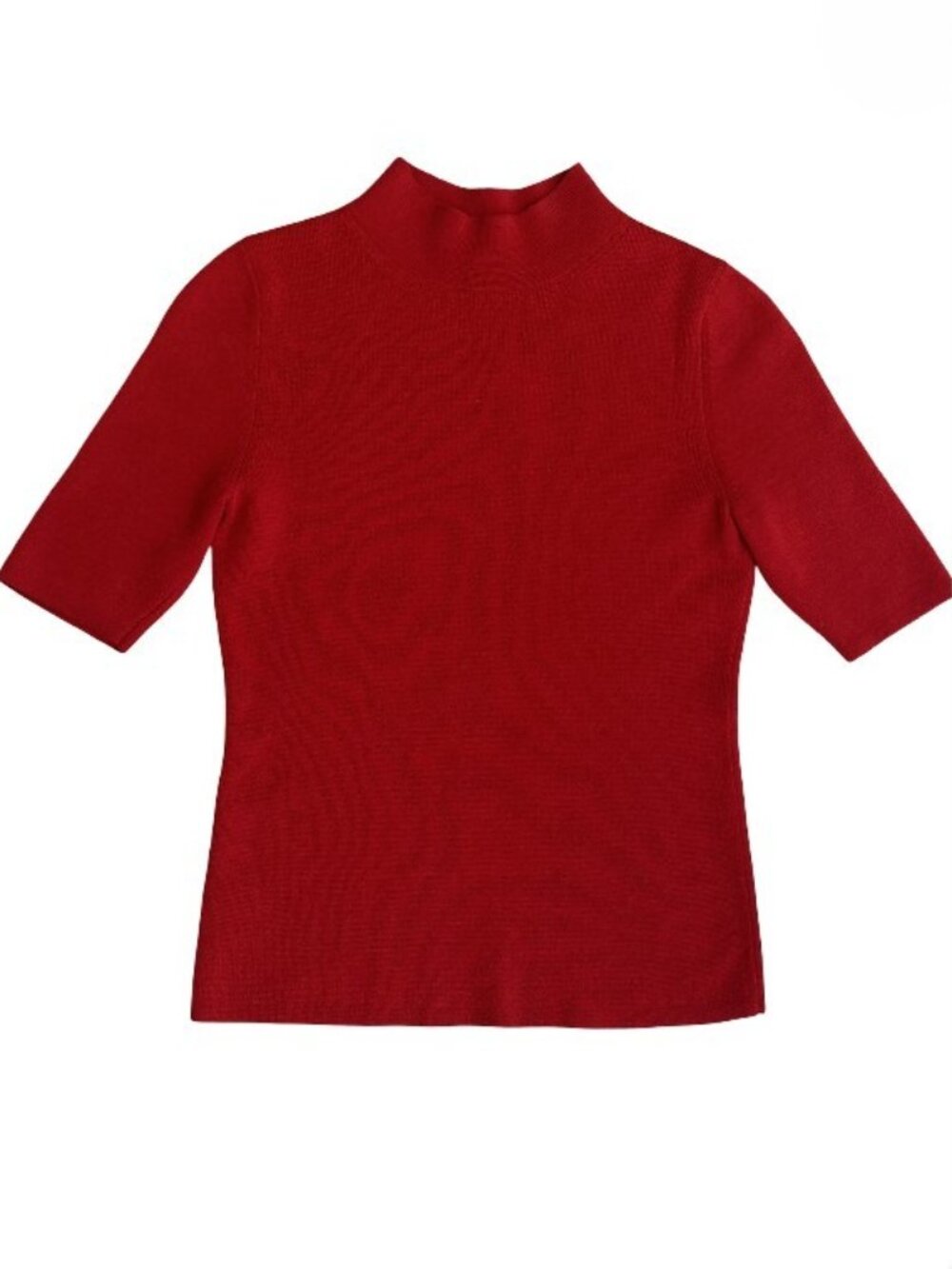 Ann Taylor Red Mock Neck Short Sleeve Knit Shell XS